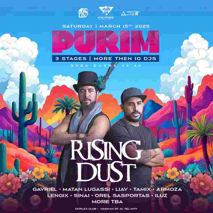 Event image Purim Duplex 15.3 - RISING DUST 🎸